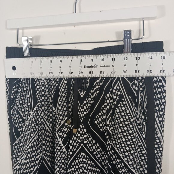 Calvin Klein, Small, Light Weight, Black/White Print Pull-On Pants, Side Stripe - Picture 10 of 16